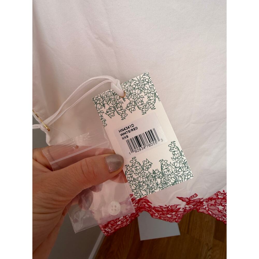 Tuckernuck Hyacinth House White & Red Embroidery Eliza Mini Dress XXS - Picture 9 of 10